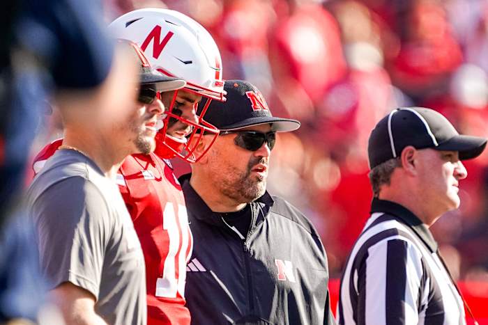Matt Rhule and Heinrich Haarbeerg USATSI_21540528 Nebraska football vs Michigan 2023-09-30